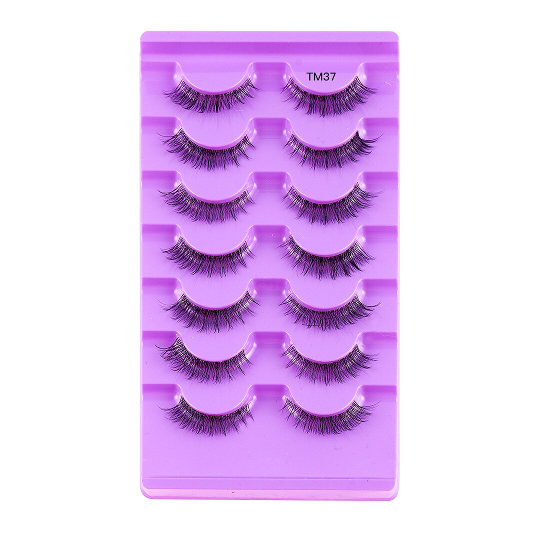 Cat Eye Lashes 7 Pairs Natural Fluffy Messy False Eyelashes Dramatic Invisible Band Foxy Faux Mink Lashes Faux Cils