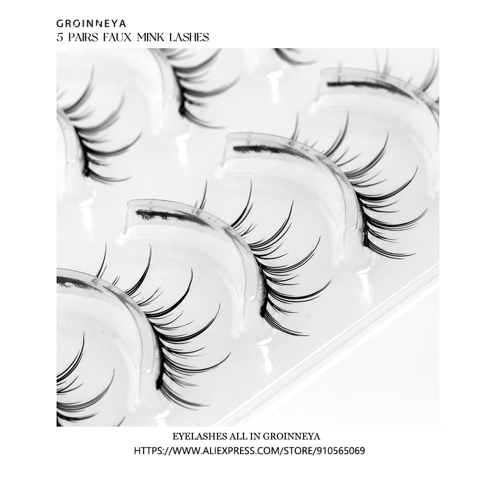 Manga Lashes 5 pairs Natural False Eyelashes Individual Clusters Wispy Mink Eye Lashes cosplay