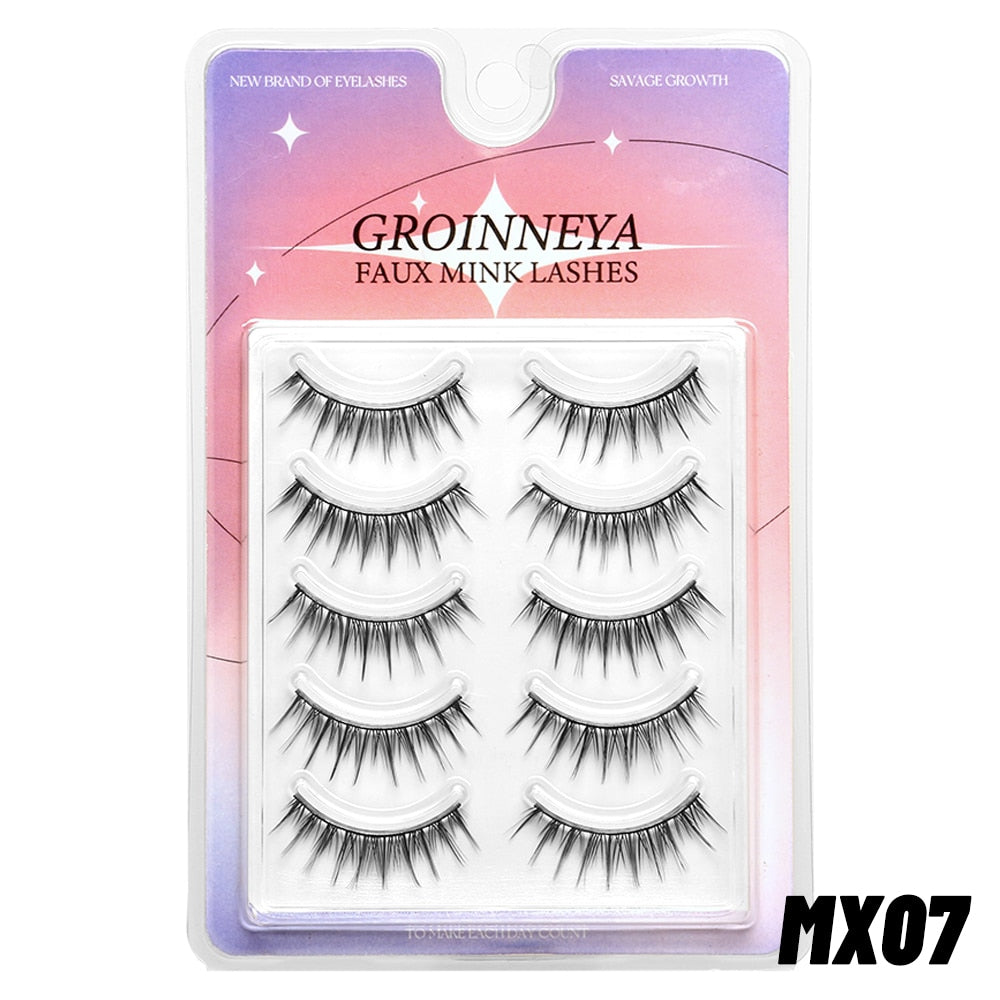 Manga Lashes 5 pairs Natural False Eyelashes Individual Clusters Wispy Mink Eye Lashes cosplay