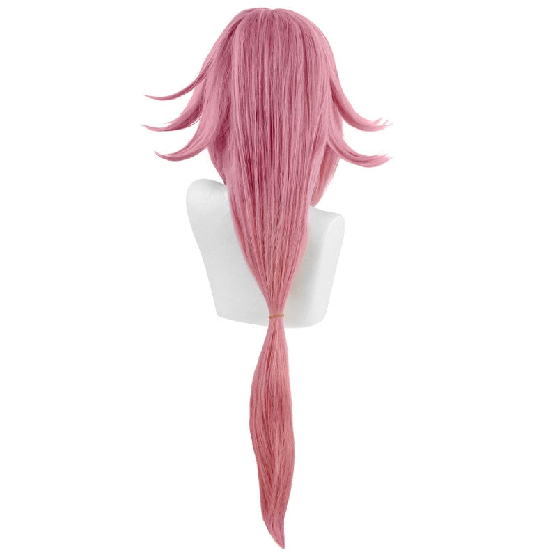 Genshin Impact Yae Miko Cosplay Wig Long With Bangs Pink 80cm Halloween Heat Resistant Synthetic Party Wig + Wig Cap