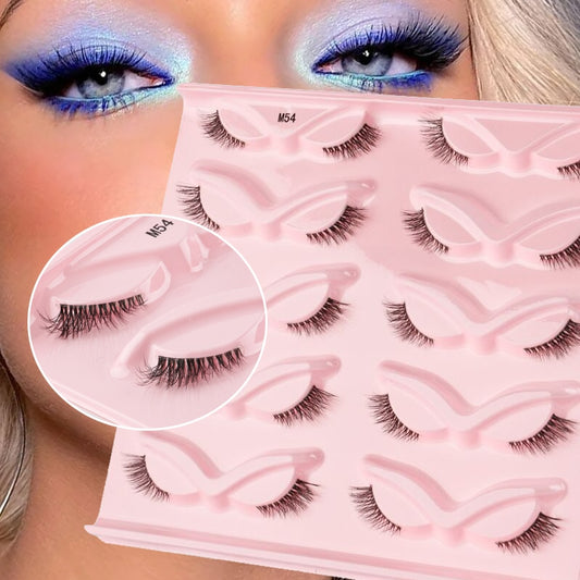 3/5/10 Pairs Half Lashes Fox Eye Wispy Fluffy Faux Cils Natural Winged Fake Eyelashes Half Lashes maquillage