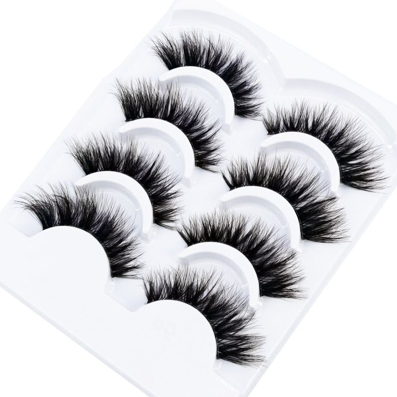 4 pairs 3D mink lashes natural long invisible thin band fake lashes curl transparent soft eyelashes