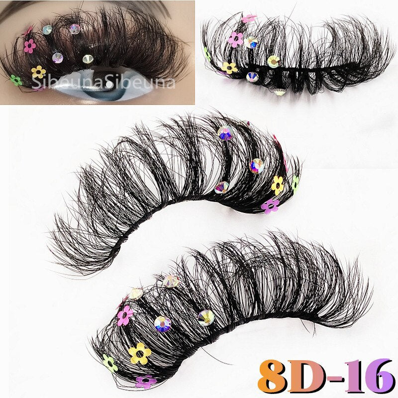 Colored Diamond Glitter 8D False Eyelashes Color Sequin Fuax Mink Lashes Natural Long Stage Colorful Rainbow eyelashes