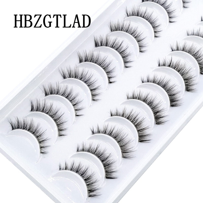 10 Pairs Mink Eyelashes Clear Band Eye Lashes Crisscross Transparent Band False Eyelashes Handmade Dramatic Lashes Upper Lashes