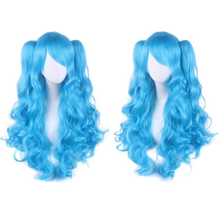 Ladies Long Lolita Double Ponytail Cosplay Synthetic Wig Half Black Half Red Halloween Gold Pink Red Halloween Party Wig