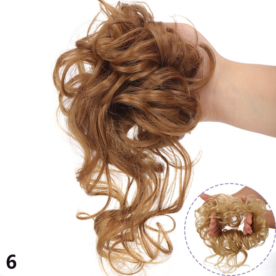 Synthetic Hair Bun Messy Scrunchies Hairpiece Accessories Claw Clip Chignon Curly Fake Hair Elastic Hair Band for Women