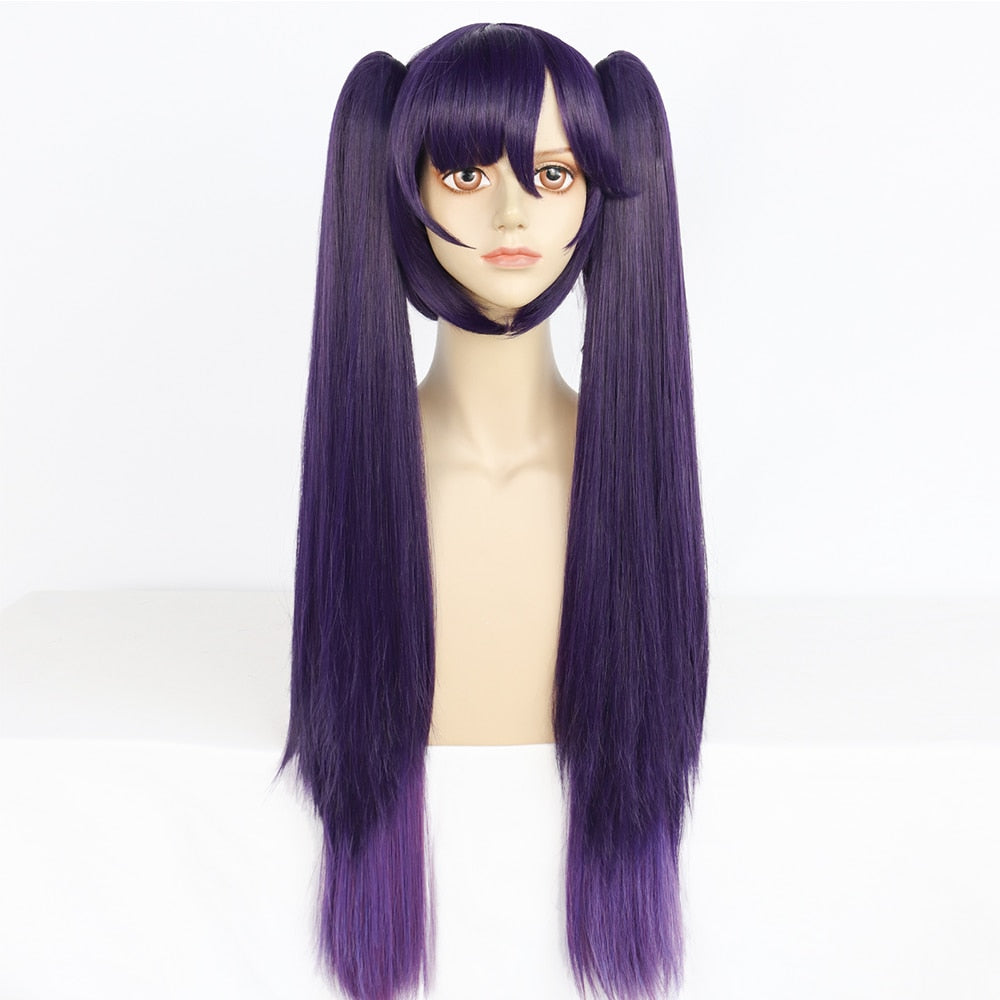Game Genshin Impact - Hutao Cosplay Wig Purple Long Straight Hair Halloween Party Heat Resistant Synthetic Cosplay Wig