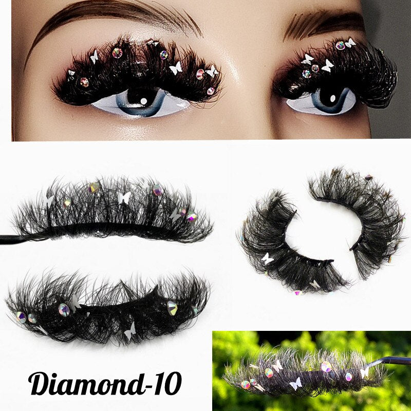 Colored Diamond Glitter 8D False Eyelashes Color Sequin Fuax Mink Lashes Natural Long Stage Colorful Rainbow eyelashes