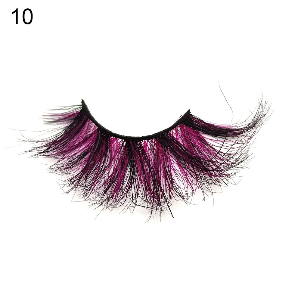 1 Pair Red Blue Purple Pink Mix 3D Mink Colored Eyelashes Ombre Vegan Strip Lashes Natural Dramatic Fluffy Colourful