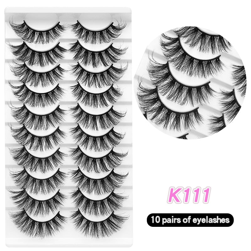 10Pairs Eyelashes Natural Long False Eyelashes Bulk Extension Individual Mink Lashes