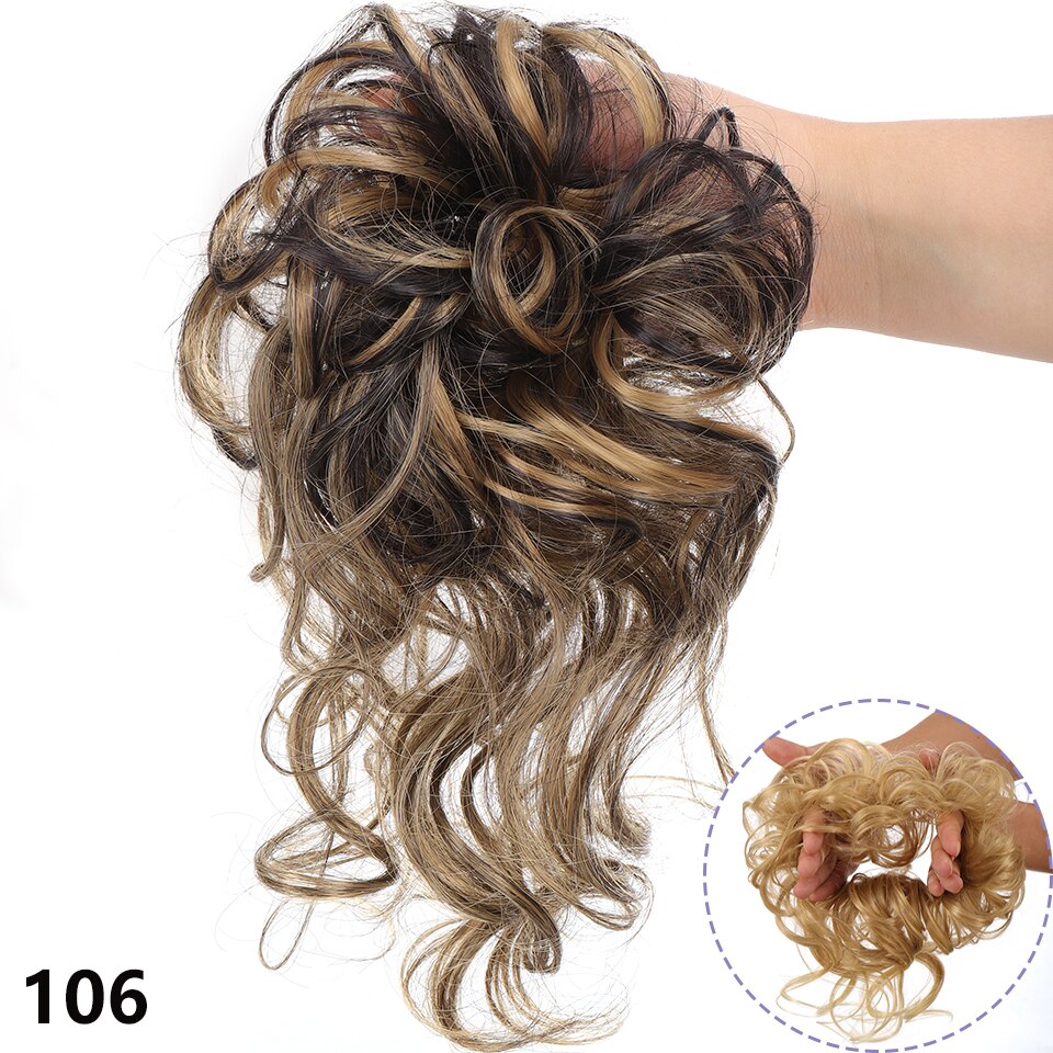 Synthetic Hair Bun Messy Scrunchies Hairpiece Accessories Claw Clip Chignon Curly Fake Hair Elastic Hair Band for Women