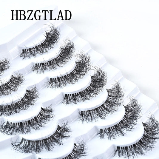 4/7 Pairs 3D Mink Lashes Natural Long Full Strip Lashes Transparent Short Mink EyeLashes Style False Eyelashes