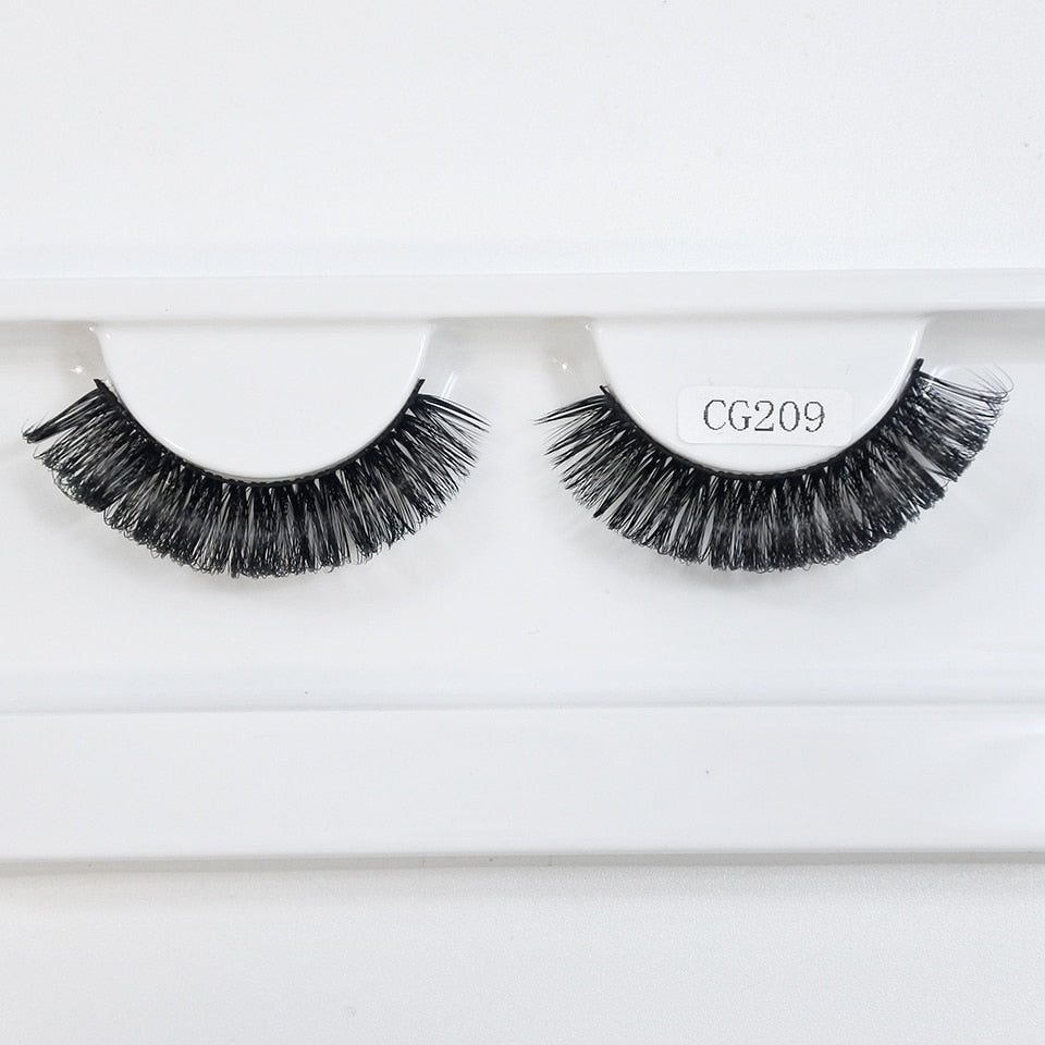 Classic Hybrid Volume Lashes Wispy D Curl Short Russian Strip Lashes False Eyelashes