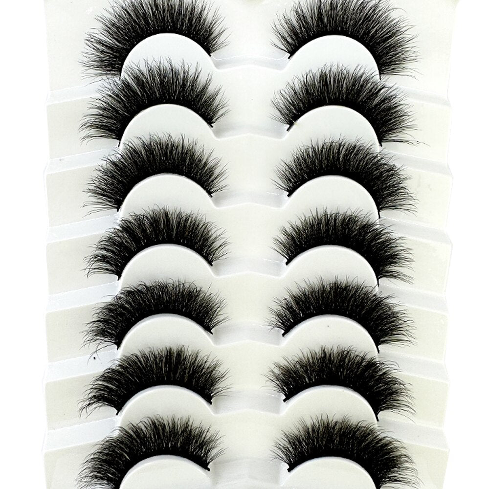 7Pairs Eyelashes 3D Mink Lashes Fluffy Soft Wispy Volume Natural long Cross False Eyelashes Eye Lashes Reusable