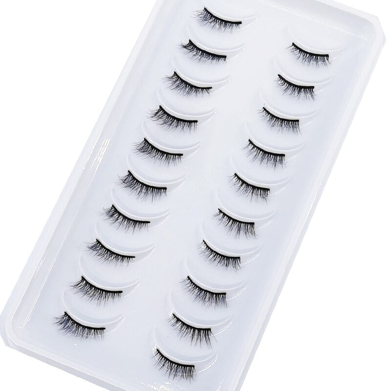10 Pairs Crisscross Half Eye Lashes Natural False Eyelashes Handmade Faux 3D Mink Lashes Eyelash Extension