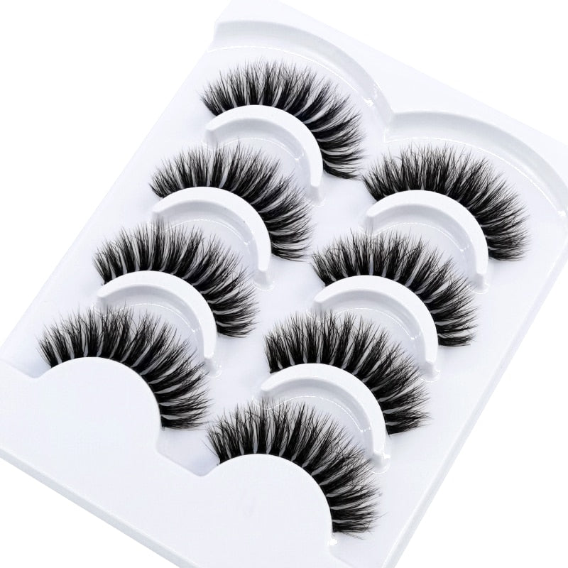 4 pairs 3D mink lashes natural long invisible thin band fake lashes curl transparent soft eyelashes