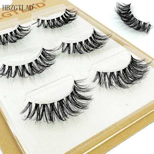 3Pairs Mink Lashes 3D Eyelashes Invisible Band Natural 5D fluffy Black Mink False Eyelash Full Strip Cilios Reusable