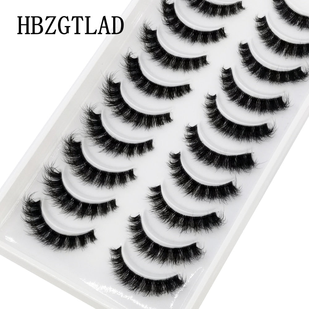 Invisible band Lashes 10 Pairs 3D Faux Mink Lashes Natural short Transparent Terrier Lashes Clear Band Soft Eyelashes Extension