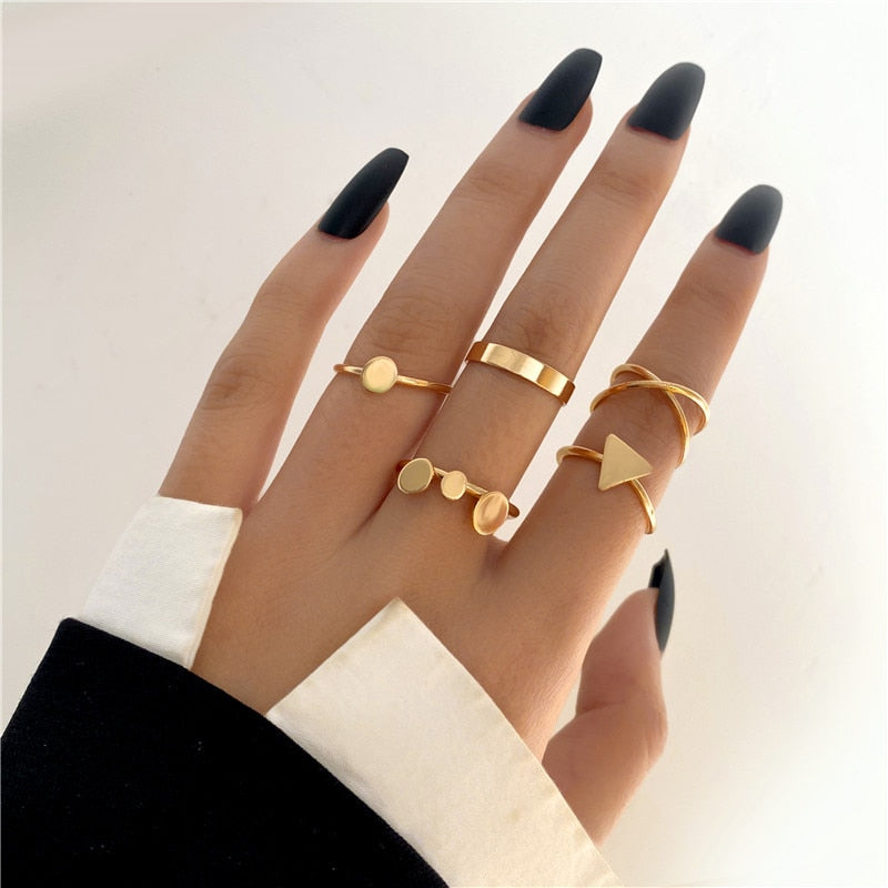 Boho Gold Color 22pcs Heart Rings Set For Women Vintage Geometric Cross Pearl Butterfly Finger Ring Women Jewelry