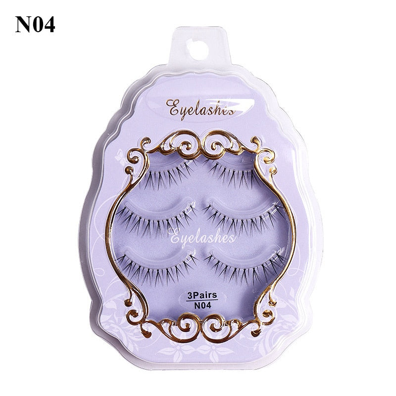 3 Pairs Mink Eyelashes Little Devil False Lash Extension Natural Fairy Wispy Lash Cross Curling Fairy False Eyelashes