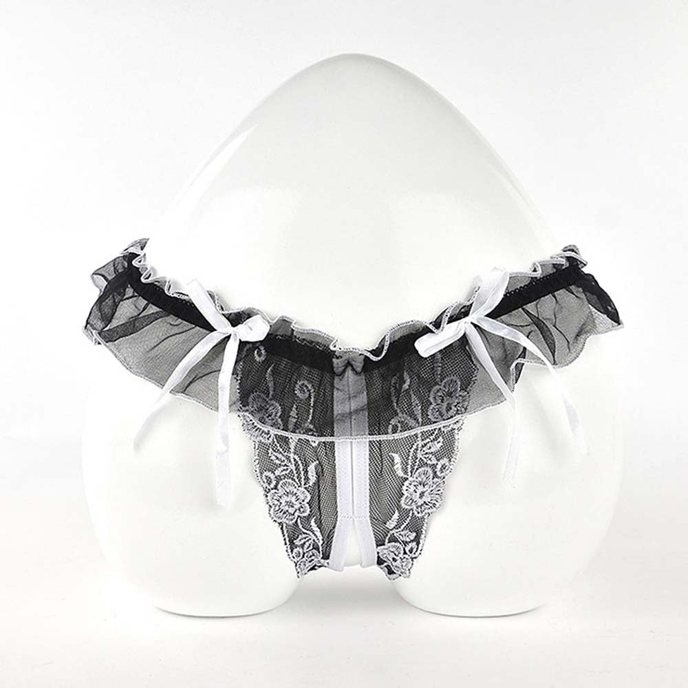 Women Sexy Underwear Lace Floral Open Crotch Briefs Ultra-Thin See Through Erotic Panties Low Waist Underpants