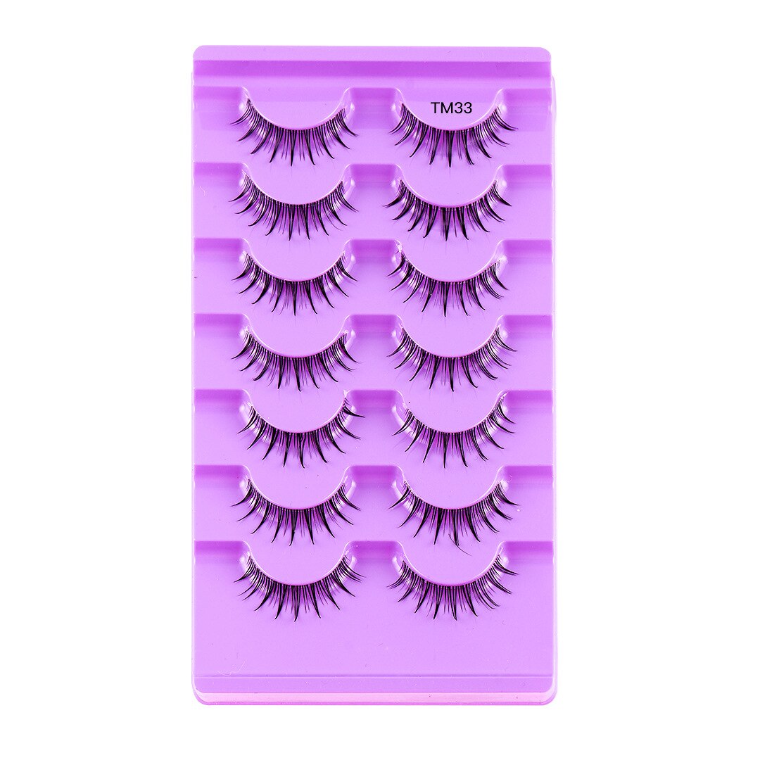 Cat Eye Lashes 7 Pairs Natural Fluffy Messy False Eyelashes Dramatic Invisible Band Foxy Faux Mink Lashes Faux Cils