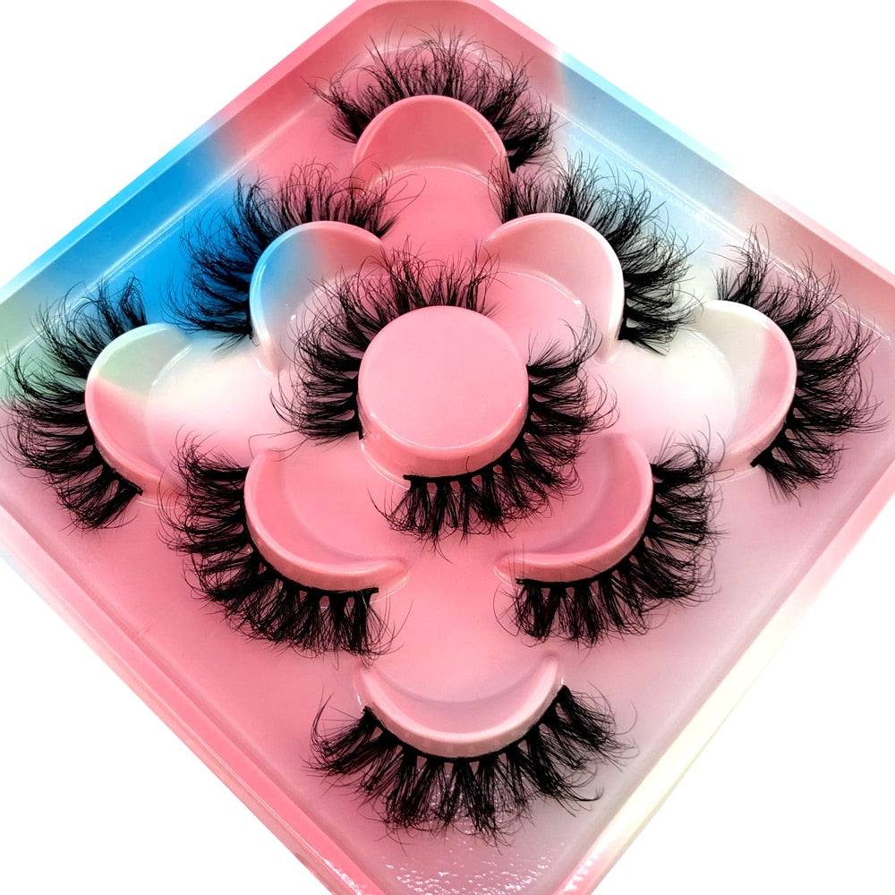 5 Pairs 3D Mink Lashes Natural Mink False Eyelashes Dramatic Volume Fake Eyelash Extension Faux Cils