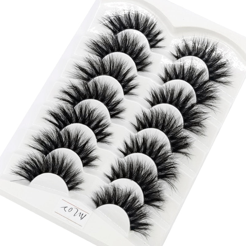 Clear Band Lashes Natural Long 3D Wispy Mink Eyelashes Lightweight Invisible Band Fluffy Eye Lashes 7 Pairs Fake Eyelashes