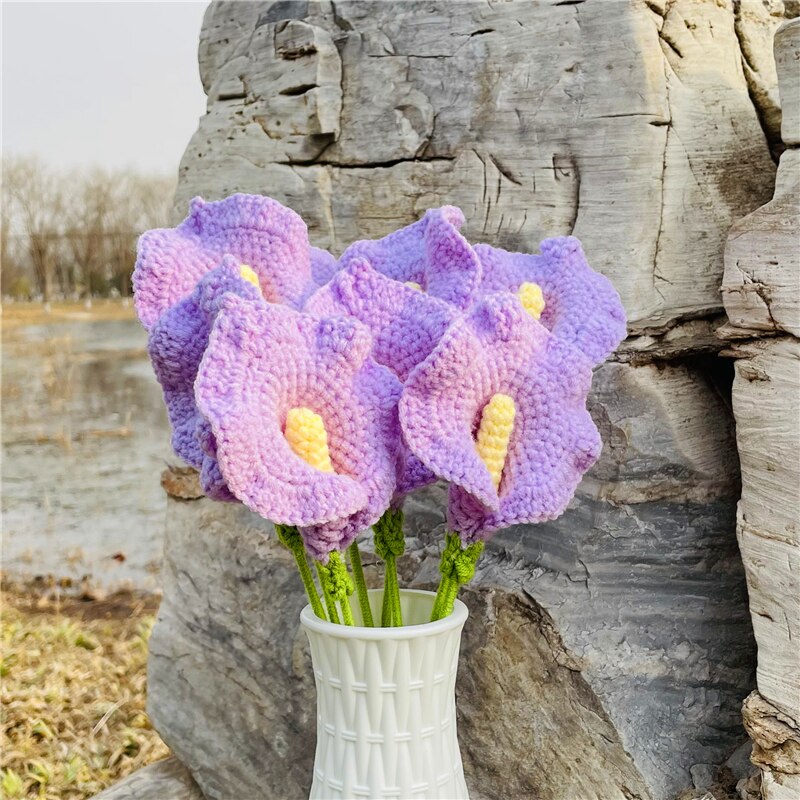 Finished 10pcs Hand-knitted Handmade Yarn Crochet Sunflower Bouquet Decorative Artificial Daisy Flowers Home Decoration