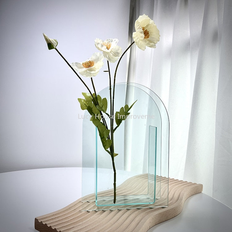 Rainbow Color Acrylic Vases Floral Container Decorative Home Office Decoration