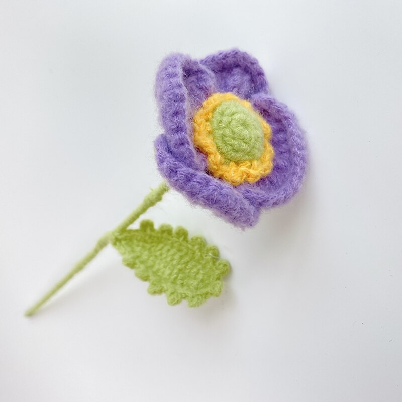 1pcs Hand-Knitted Flower Daisy Flower Lavender Sunflower Knitting Flower Knit Home Decor