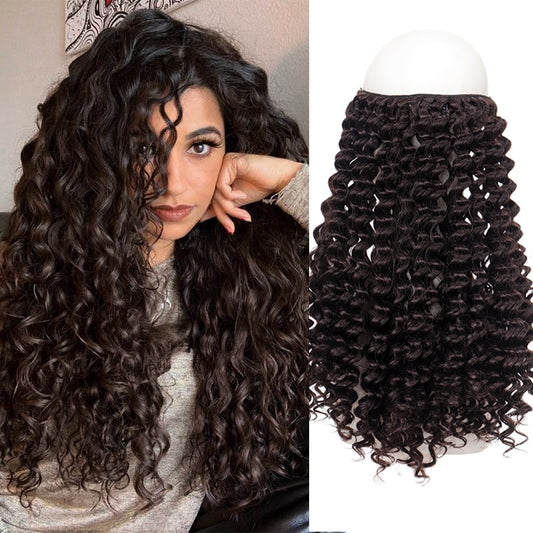 Natural Synthetic Hair Extension Clipless Invisible Hair Extension Ombre Black Curly Long Wig for Women Hair Extensions