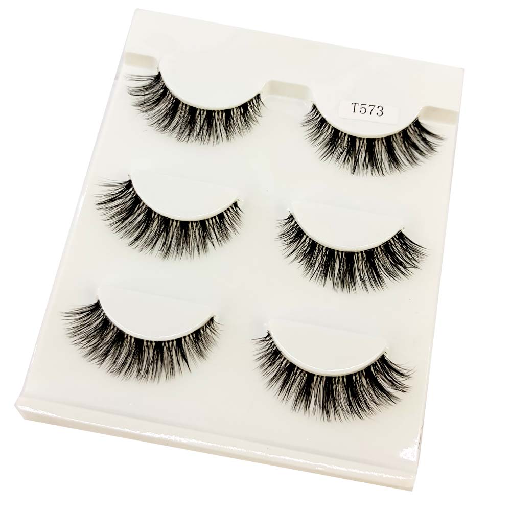 Transparent Terrier 3 Pairs 3D Mink EyeLashes False Lashes Thick EyeLash Lashes Natural Soft Fake EyeLashes