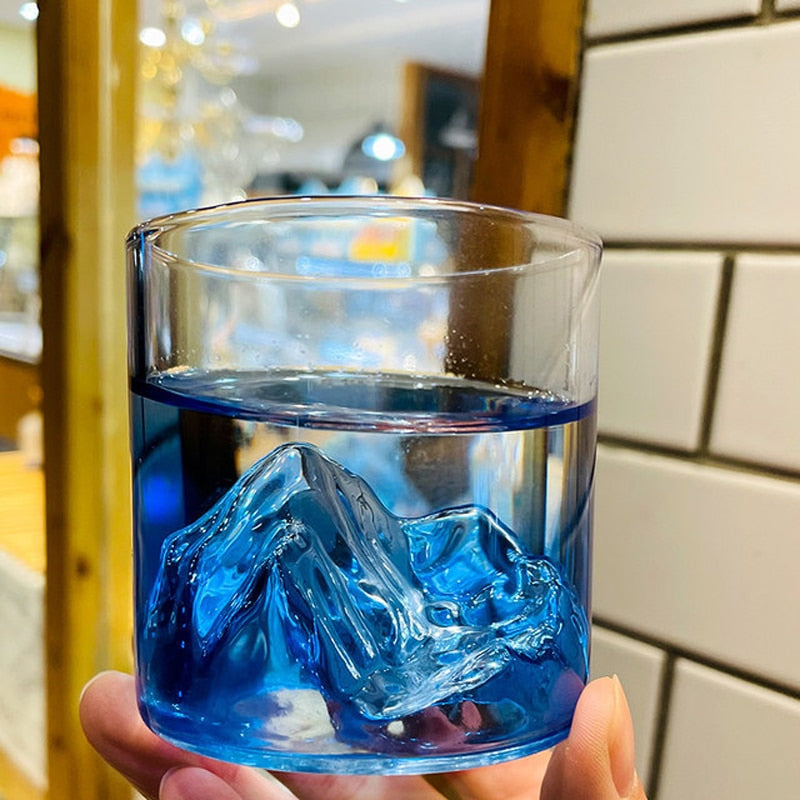 Japanese Whisky Glass Cup 3D Mountain Water Glass Glacier Mug Vodka Wine Cup Glass Fuji Artwork Gift Whisky Bottle Drinkware