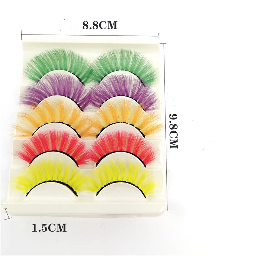 5Pairs Coulorful 3D Mink DD Curl Russian Colorful False Eyelashes Reusable Fluffy Natural Super Volume