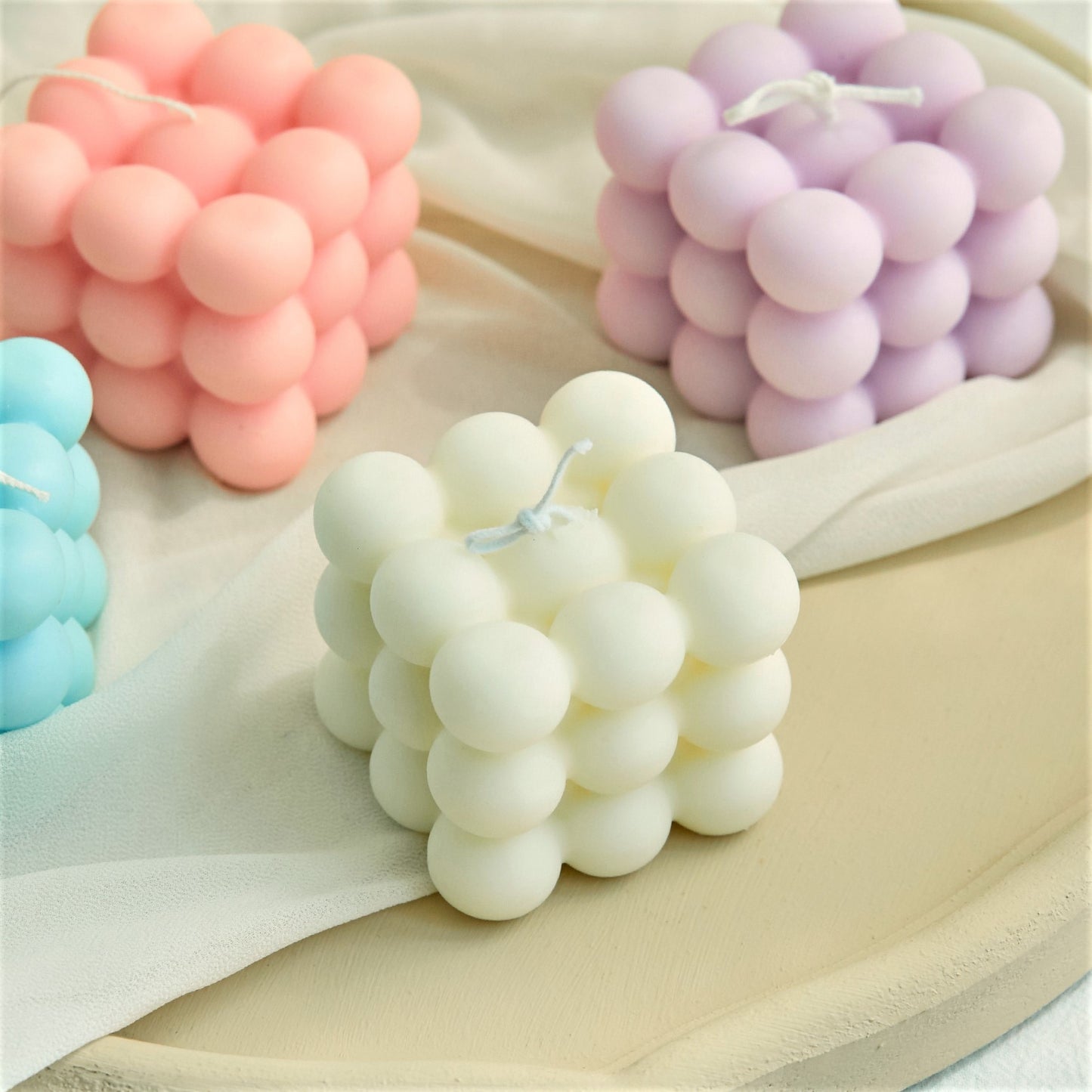 Small Bubble Cube Candle Soy Wax Aromatherapy Scented Candles Relaxing 1PC