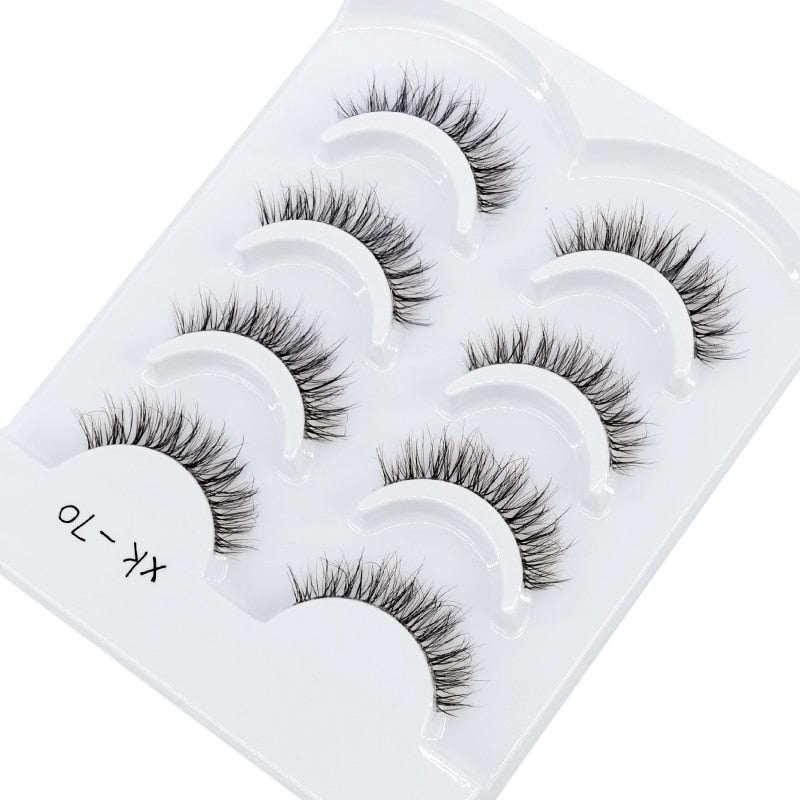 4 pairs 3D mink lashes natural long invisible thin band fake lashes curl transparent soft eyelashes
