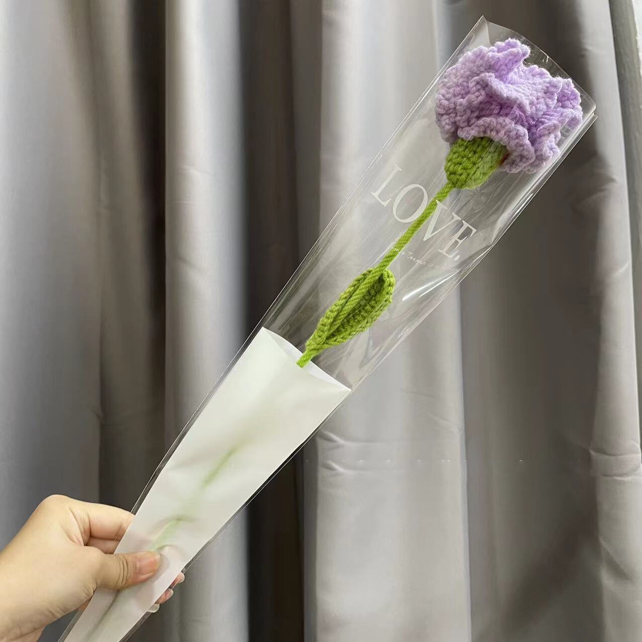 Knitting Flower Rose Carnation Fake Flowers Bouquet Decoration Hand-woven Home Table Decorate Creative Fake Flower Gifts