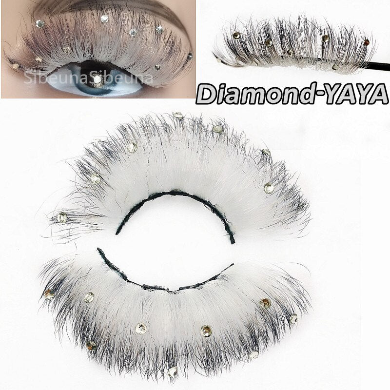 Colored Diamond Glitter 8D False Eyelashes Color Sequin Fuax Mink Lashes Natural Long Stage Colorful Rainbow eyelashes