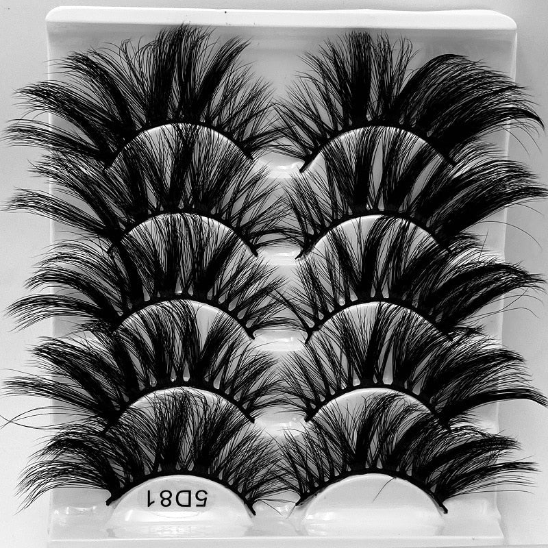 5 Pairs Mink Hair Lashes 25mm 5D Fluffy Soft Fals Eyelashes Natural Long Thick Eyelash extension Reusable Fake Lash