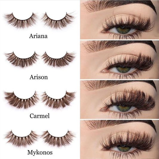 Mink Fur 3D Lashes Oamber Classic Colored Natural Long Fluffy Daily Handmade Stage Show False Brown Eyelashes