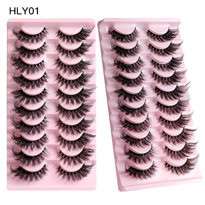 Cat Eye Lashes 10 Pairs Natural Fluffy Messy False Eyelashes Dramatic Tapered Foxy Faux Mink Lashes Cils