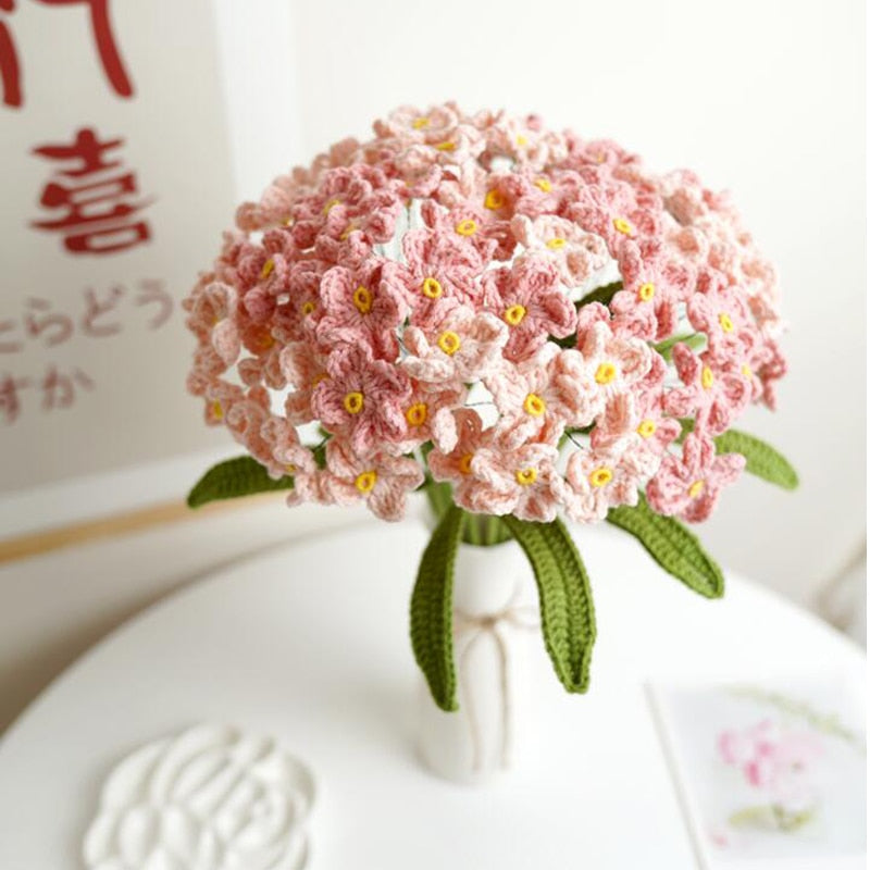 Finished 10pcs Hand-knitted Forget-me-not Yarn Crochet Decorative Artificial Flowers Home Decoration