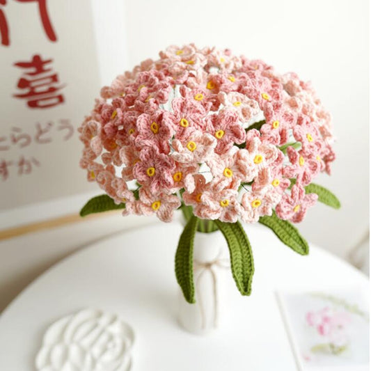 Finished 10pcs Hand-knitted Forget-me-not Yarn Crochet Decorative Artificial Flowers Home Decoration