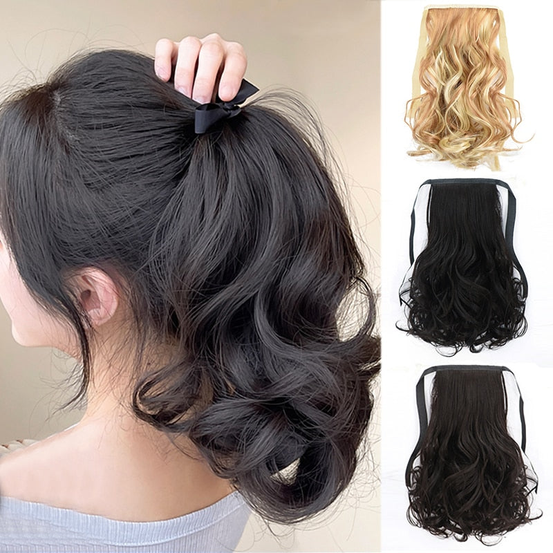 Concubine Synthetic Strappy Ponytail Hair Extensions False Tail Natural Hair Clip Horse tail Curly Organic For Women Wig