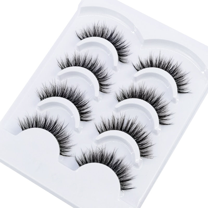 4 pairs 3D mink lashes natural long invisible thin band fake lashes curl transparent soft eyelashes