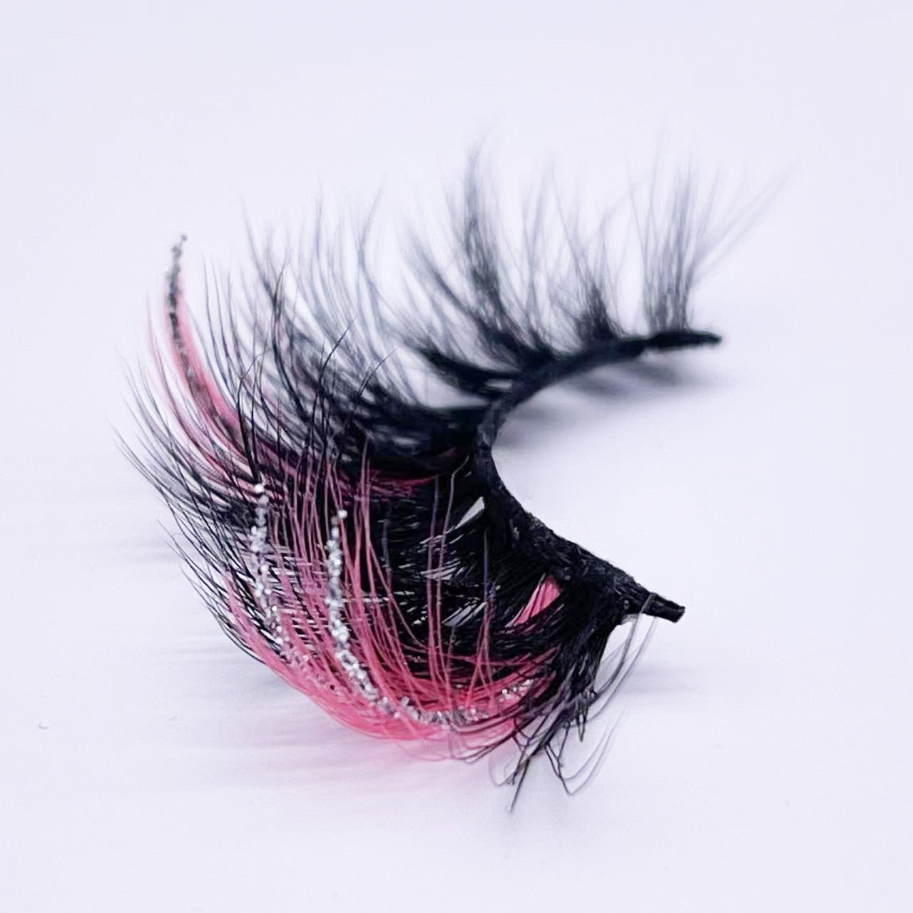 Glitter ombre Colored Lashes 20MM Mink Lashes Dramatic Colorful Natural Eyelashes Extension Fake Eyelashes