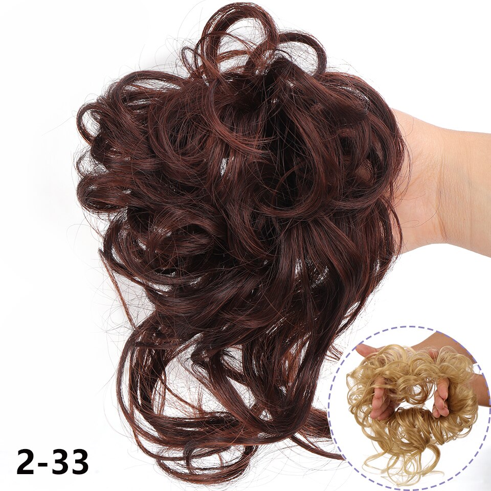 Synthetic Hair Bun Messy Scrunchies Hairpiece Accessories Claw Clip Chignon Curly Fake Hair Elastic Hair Band for Women