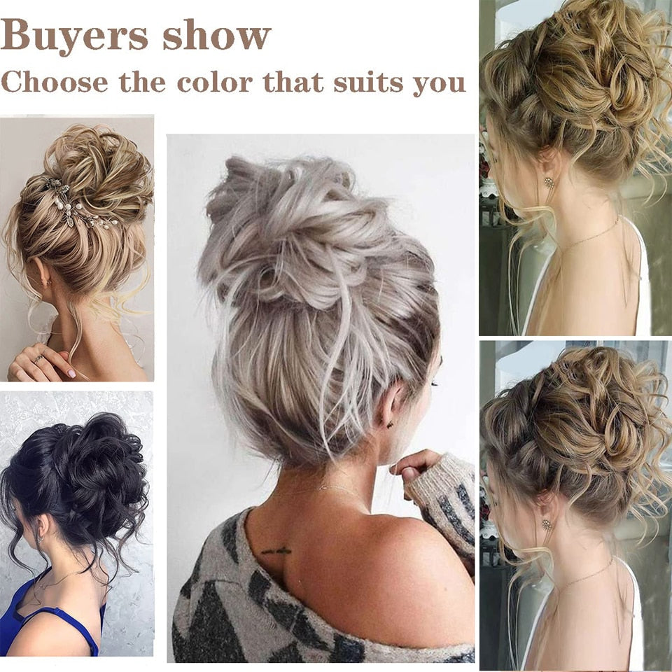 Synthetic Claw Chignon Clip in Hair Bun Messy Curly Hair Hairpieces Natural Wavy Curly Combs add Hair Volume for Women