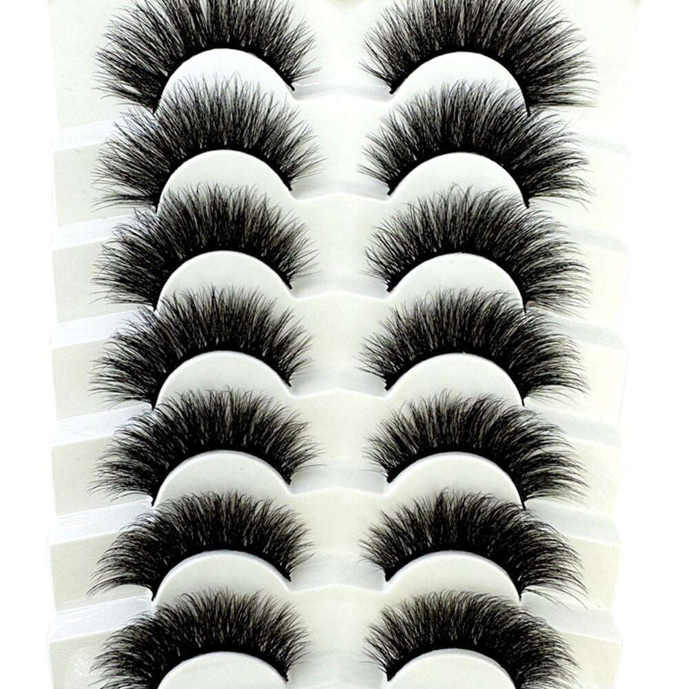 7Pairs Eyelashes 3D Mink Lashes Fluffy Soft Wispy Volume Natural long Cross False Eyelashes Eye Lashes Reusable